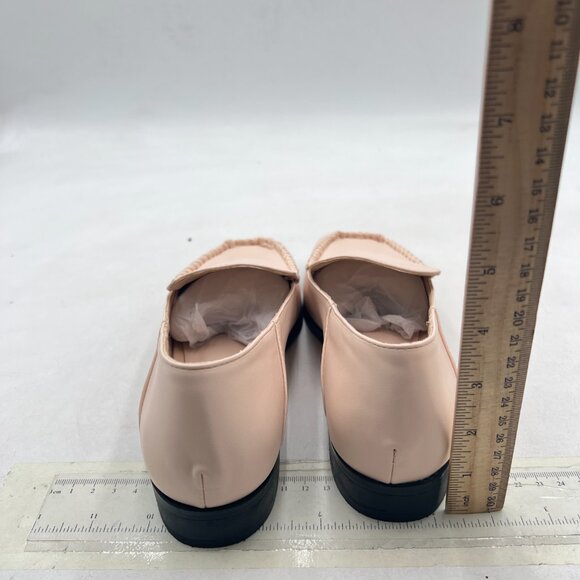 YDN Pink Chunky Low Heel Loafer Closed Square Toe Slip On Fashion Office Shoe - Picture 5 of 8